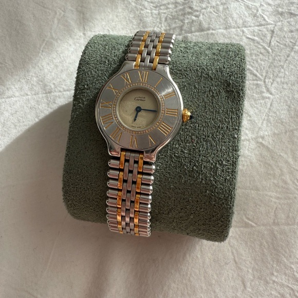 Cartier watch, Roman Bezel, Ivory Dial, bullet strap, Must de Cartier - Picture 7 of 12